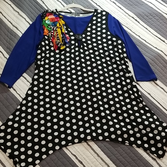 Aster Tops - Aster Black Tank Top Shirt white Polka Dots Sz 1X